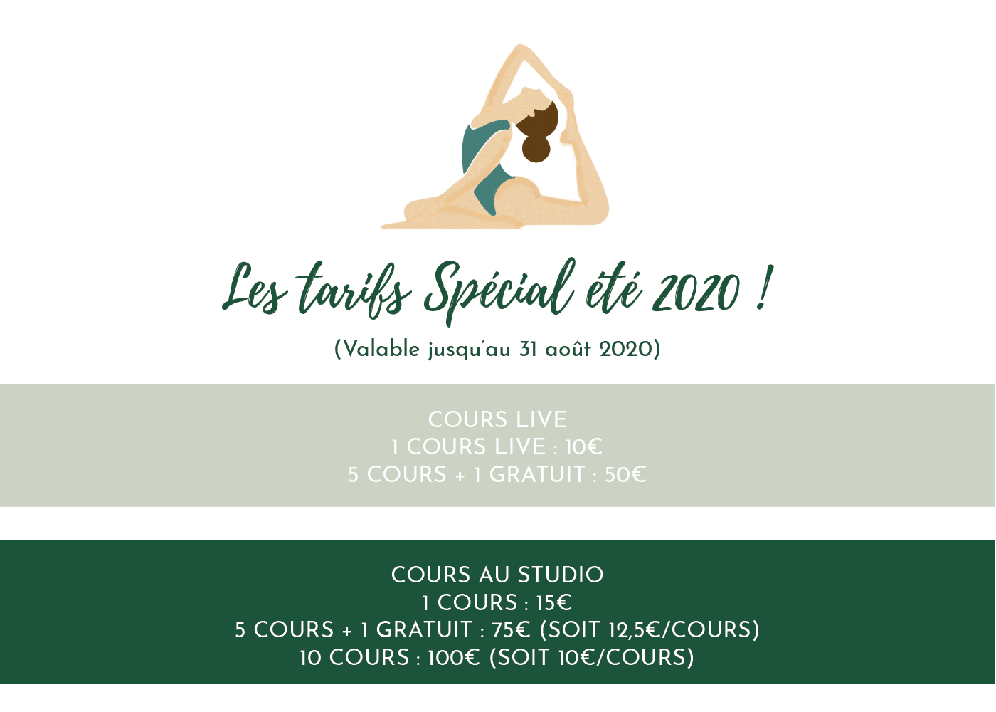TARIFS YOGA ETE 2020 PEACOCK
